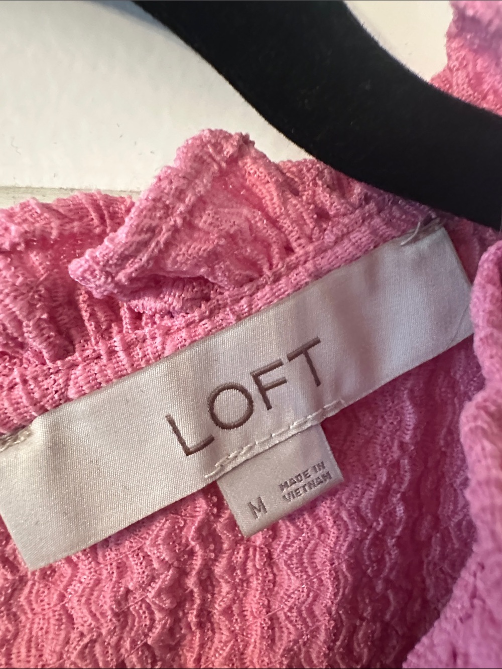 LOFT Pink Textured Ruffle Shell Top - Picture 2 of 4